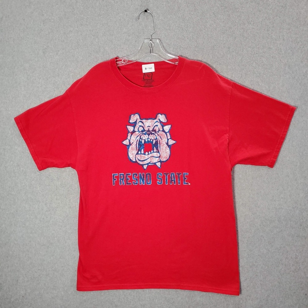 Fresno State Bulldogs Men Shirt Large Red Pro Edge Logo Short Sleeve Tee